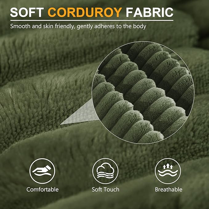 63" Corduroy Loveseat Sofa, 2-Seater Cloud Couch, Boneless Couch in a Box, Comfy Deep Seat Sofa with Memory Foam, Pillows and Wide Armrests, Modern Small Couches for Small Spaces, No Assembly (Green)