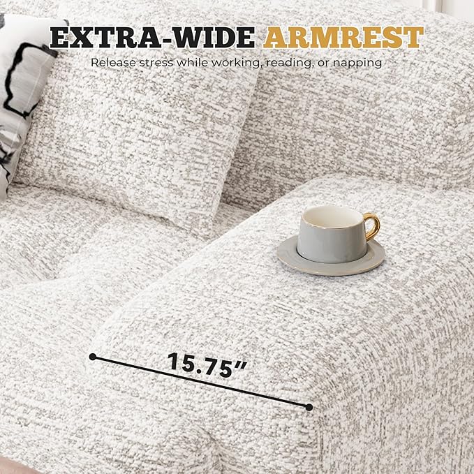 122" Modern L Shaped Modular Sectional Sofa, Boneless Couches for Living Room with Ottoman,4 Seater Convertible Chenille Cloud Couch Sofa Set, No Assembly Required, Beige 1 PCS