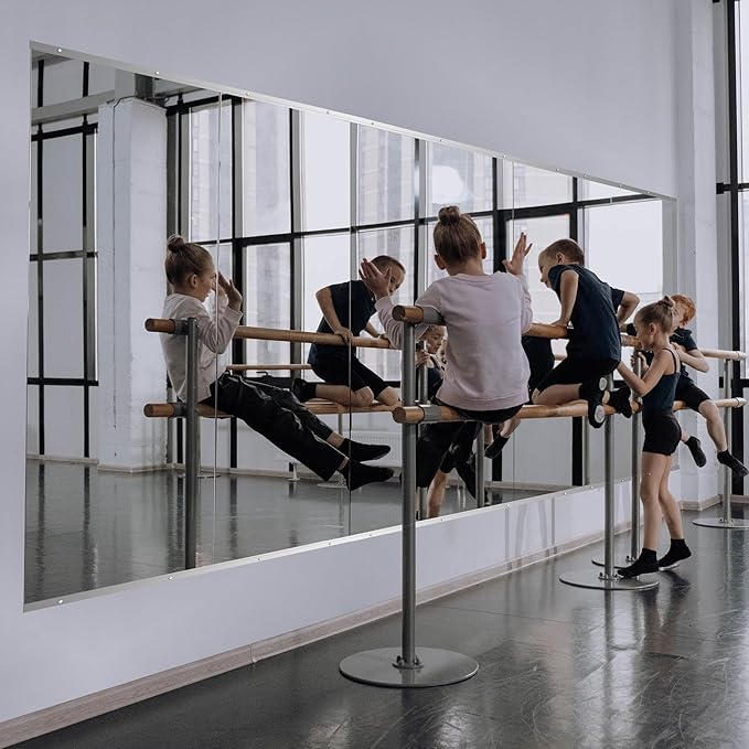 Ruomeng Home Gym Mirror, 48"x24" Gym Mirrors for Wall (2PCS), Frameless, Tempered Glass, Large Workout Mirrors for Home Gym, Dance Studio, Yoga Room, Garage Gym