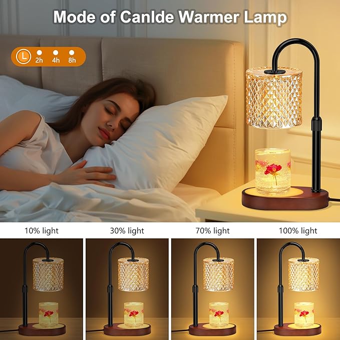 Candle Warmer Lamp with Timer, Dimmer Candle Lamp with RGB Light, Height Adjustable, Ideal Home Decor and Housewarming Gift for Mom, Women