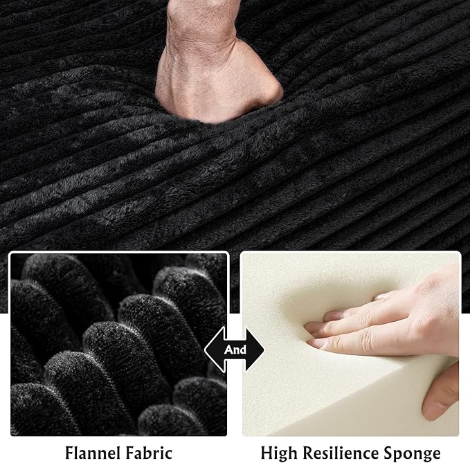 3-Piece Boneless Modular Sectional Sofa, Cloud Couch with Left Facing Chaise, Oversized Deep Seat, Soft Corduroy Fabric, Sectional Couch for Living Room-Black