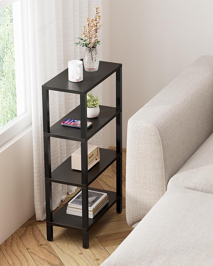 TUTOTAK Small Side Table, Narrow End Table, Skinny Sofa Table, Slim Nightstand, Couch Table, Living Room, Bed Room, Black TB01BK078