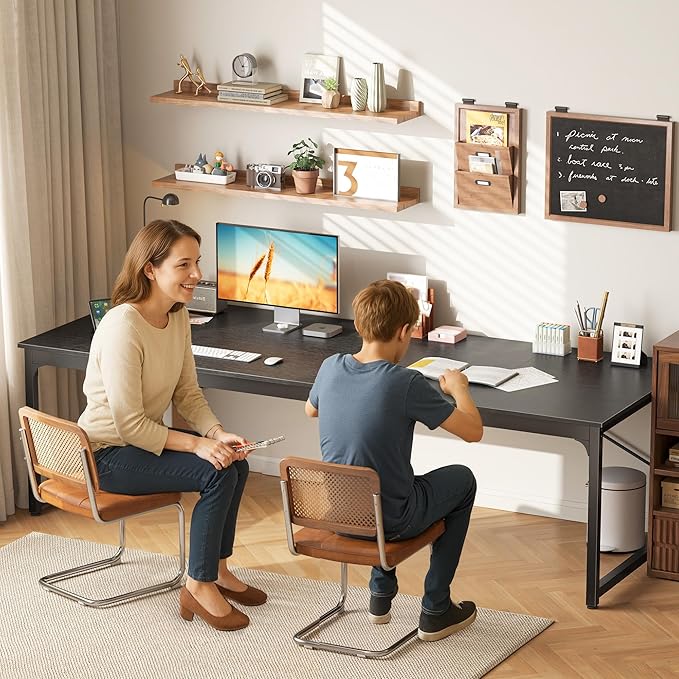 PRAISUN 78.7 X 29.5 Inch Computer Desk with Deeper Desktop, Long Gaming Office Writing Work Desk for Home Office, Study, Bedroom, Work from Home, Metal Frame, Black