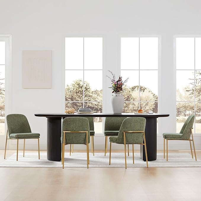 CHITA Modern Dining Chairs Set of 2, FSC Certified Metal Dining Chair for Dining Room, Moss Green