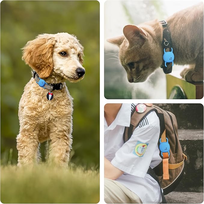 DDJ for Tile Life360 Sticker (2024) Tracker Cat Collar Case, 2-Pack Silicone Anti-Lost Protective Cover Tile Tracker Holder for Dog & Pet Collars, Ultra Durable, Easy Installation, Lightweight, Blue