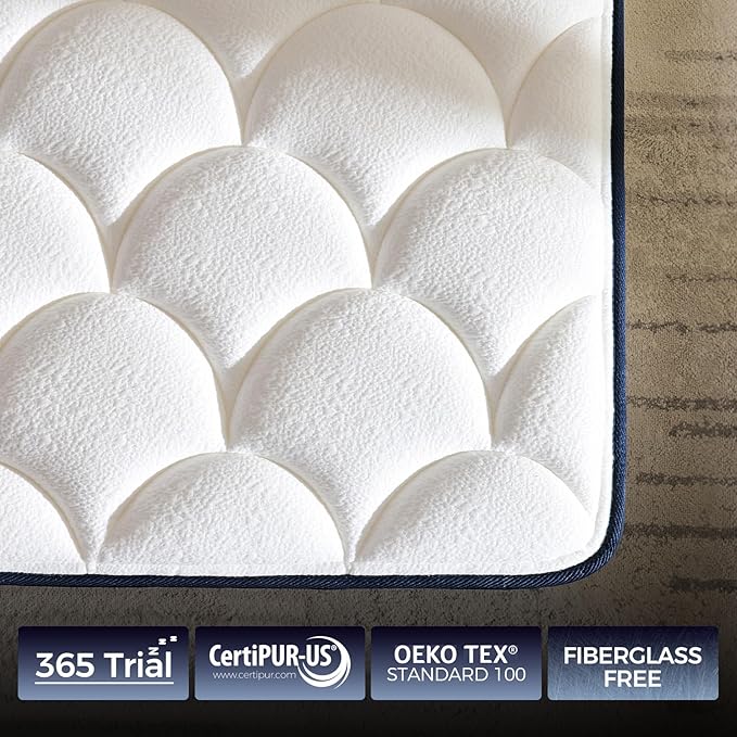 King Mattress, 12 Inch King Size Hybrid Mattress in a Box, Medium Firm Memory Foam mattress, with Individual Pocket Springs, Upgrade Zoned Support, Motion Isolation&Pressure Relief, CertiPUR-US