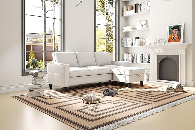ZeeFu Couch for Living Room - 78'' 3 Seat L-Shaped Sectional Sofa Couches with Storage Ottoman - Modern Small Space Upholstered Furniture Sofa Set for Office Small Space Apartment Bedroom