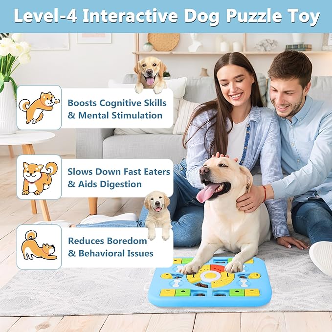 Dog Puzzle Toy & Treat Dispensing Puzzle Feeder for Mentally Stimulating, Interactive Dog Toy for IQ Training and Enrichment, Level 4 in 1 for Small/Medium/Large Dogs, Puppies, Pets