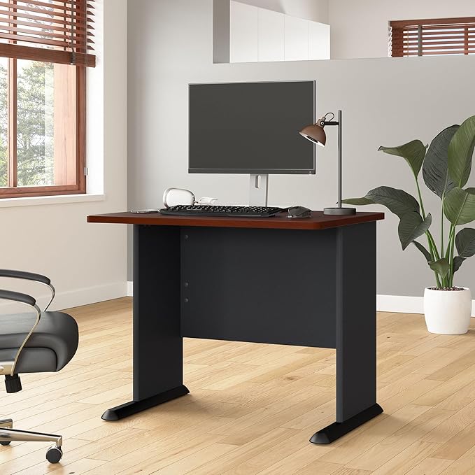 Bush Business Furniture Series A 36W Small Desk in Hansen Cherry and Galaxy, Compact Computer Table for Home or Professional Office