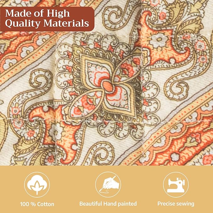 Maison d' Hermine Pot Holders Set 100% Cotton Heat Resistant Potholders 8" x 8" Hot Pads with Loop for Thanksgiving Christmas Decorations BBQ Baking Handling Hot Pans (Pack of 2, Kashmir Paisley)