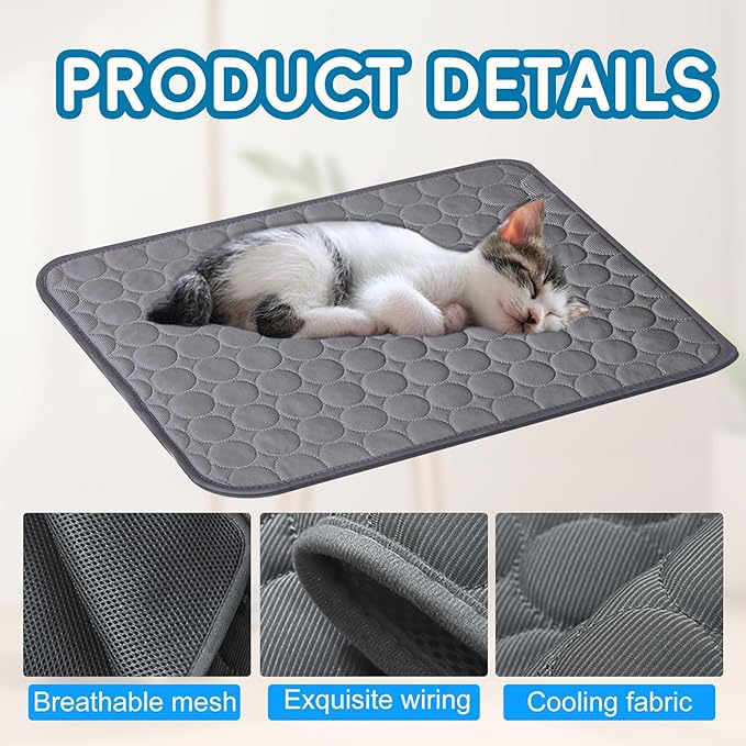 2025 Portable Dog Cooling Mat - Washable Pet Cooling Pad for Dogs & Cats - Ideal for Home & Outdoor Use (Dark Grey, 27.6" L x 21.7" W) - Keeps Pets Cool & Comfortable