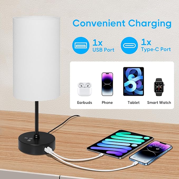 Unicozin 17Inch Table Lamp, 3 CCT 3000K/4500K/6500K & RGB Color Changing, Stepless Dimmable Bedside Lamp for Reading, Ambience Nightstand Light for Home Decor Party, White Shade