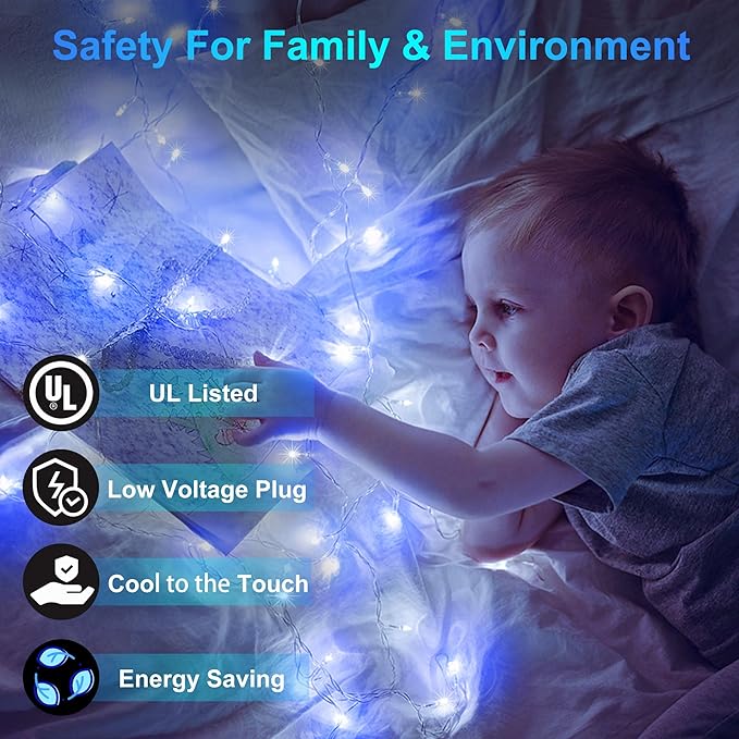 240FT 750LED Christmas Lights,12 Modes Blue and Cool White Outdoor String Lights with Timer & Dimmable, Waterproof Green Wire Christmas String Lights for Tree Xmas Patio Fence Wedding Party Decor