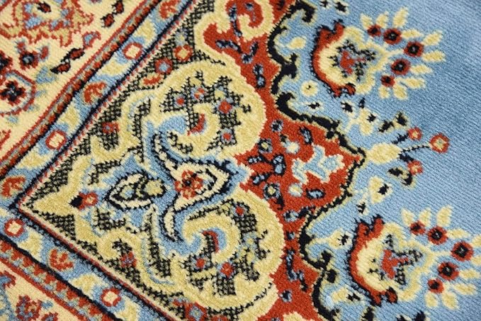 Unique Loom Reza Collection Traditional Persian Style Area Rug, Rectangular 5' 1" x 8' 0", Light Blue/Ivory