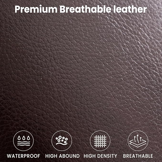 PARKOL Large Infinite Position Leather Power Lay Flat Lift Studded Recliner Chairs for Elderly, Dual Motor with Massage and Heating,Extended Footrest, USB&Type-C Port Remote,Cup Holder (Brown, Large)