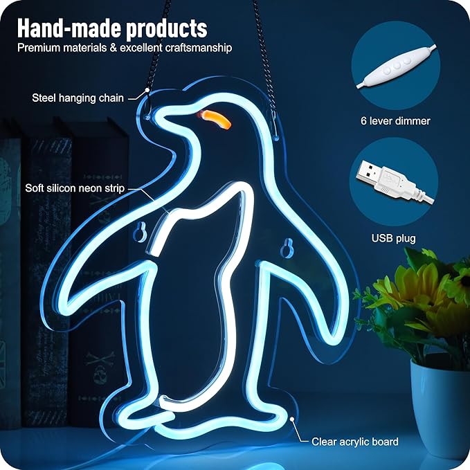 Penguin neon signs for wall decor penguin LED light for bar pub store club garage bedroom home artwork gift