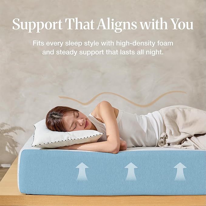 LIFEMENT Basic Twin Cooling Gel Infused Memory Foam Mattress in a Box | Medium Firm Bed, Fiberglass Free, Certified Pressure Relief Foam, Cooling Comfort Sleep, 8 Inch