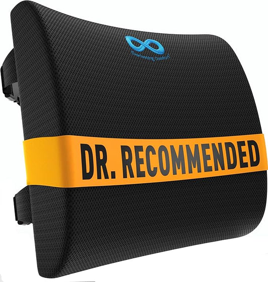 Everlasting Comfort The Original Lumbar Support Pillow - Improves Posture, Promotes Back Pain Relief - Superior Office Chair Back Support for Gaming and Desk Chairs - Lumbar Pillow for Car, Couch