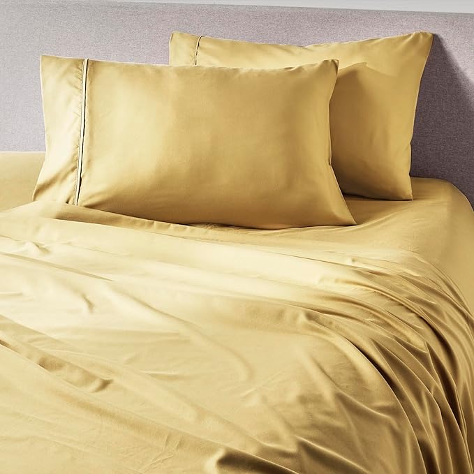 PeachSkinSheets Harvest Gold Sheet Set - 1500tc Level of Softness - Extra Soft Cooling Sheets for Hot Sleepers and Night Sweats - Regular King Size