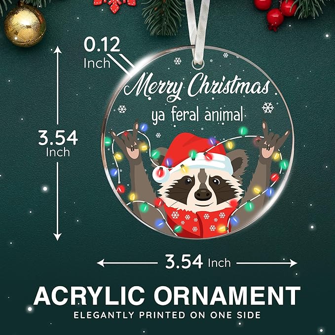 Raccoon Ornaments for Christmas Tree - Unique Raccoon Ornaments for Home, for Raccoon Lovers, Adorable Ornament for Christmas Decoration, Fun Ornament for The Holiday Season