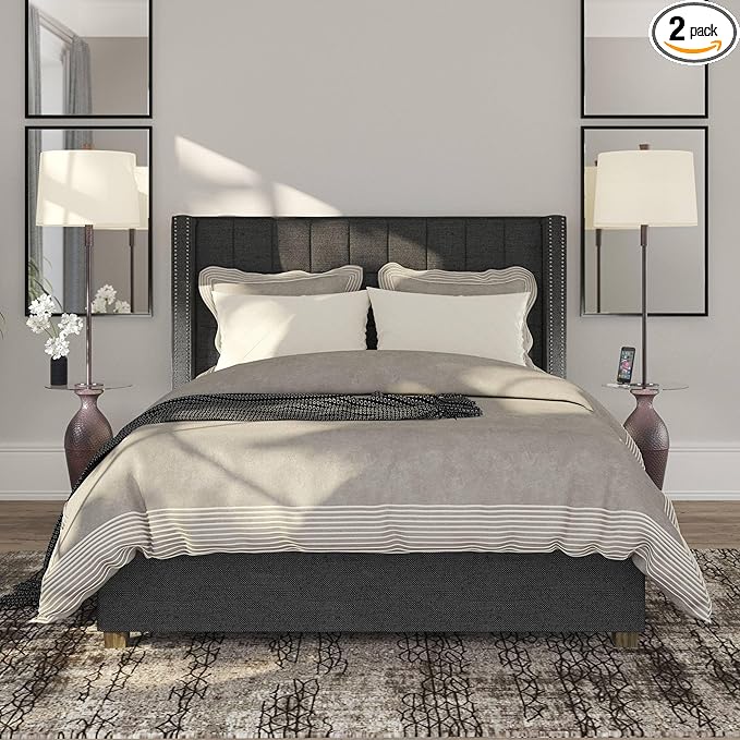 Regency Hill Fallon Industrial Rustic Farmhouse Floor Lamps with Tray Table USB and AC Power Outlet 66" Tall Set of 2 Oil Rubbed Bronze Oatmeal Drum Shade for Living Room Reading Bedroom