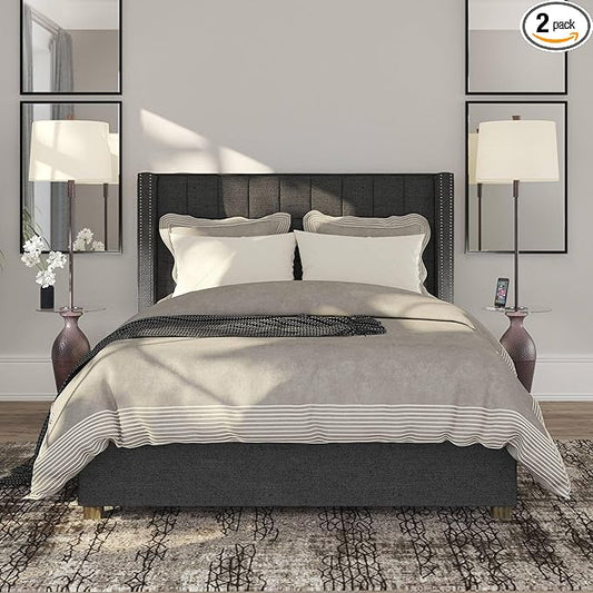 Regency Hill Fallon Industrial Rustic Farmhouse Floor Lamps with Tray Table USB and AC Power Outlet 66" Tall Set of 2 Oil Rubbed Bronze Oatmeal Drum Shade for Living Room Reading Bedroom