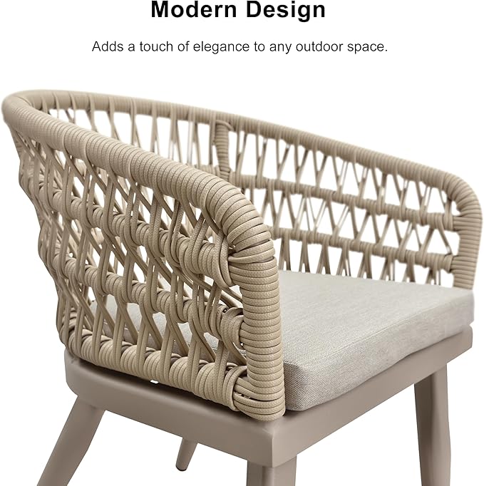 PURPLE LEAF 5 Pieces Outdoor Dining Set All-Weather PE Rattan Outdoor Patio Furniture Set with All Aluminum Frame Rectangular Table and Chairs Set for Lawn Garden Backyard Deck, Champagne