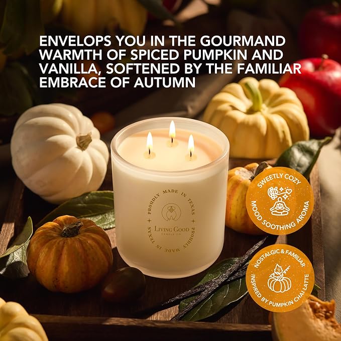 Toasty Pumpkin Brulee - Sweet Pumpkin & Vanilla with Earthy Nutmeg & Cardamom - Perfect Cozy for Fall - Pure Beeswax Candles - 90+ Hours Long Burning - Non-Toxic for Autumn Home Decor - 15 OZ