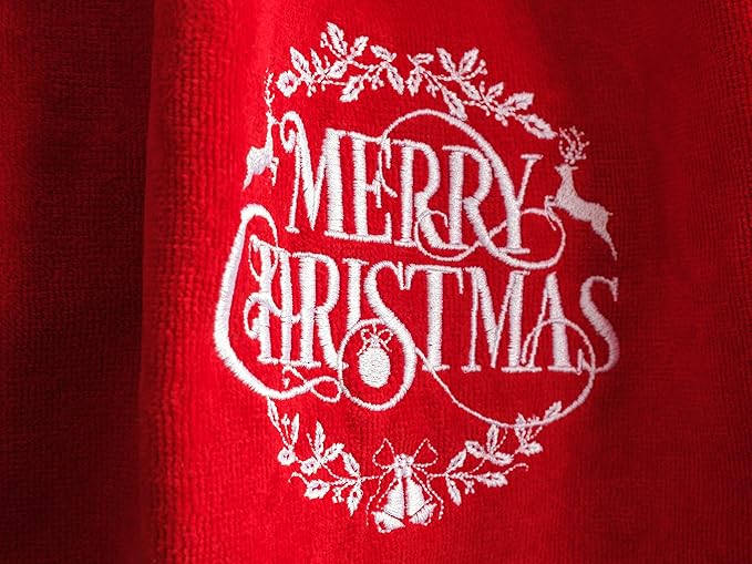 American Soft Linen Christmas Bath Towels Bathroom Set, 2 Packed Embroidered Decorative 100% Turkish Cotton Hand Bath Towels, Dish Towels for Decor Xmas, Merry-Hoho