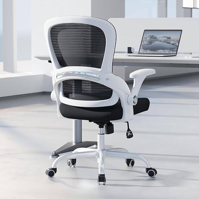 TRALT Beige Gaming Chair - Ergonomic Office Chair with Back Support, Home Office Desk Chairs, Computer Chair, 330lbs Wide Seat Big and Tall Office Chair for Professionals (White Black)