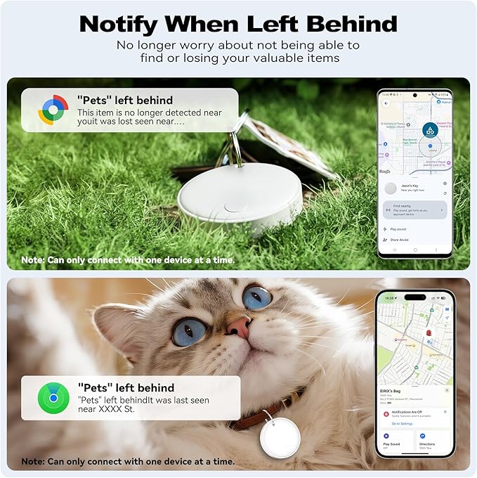 Dual System Smart Tag Tracke for iOS and Android, Smart Bluetooth Tracker Work with Apple Find My or Google Find Hub App, Keys Finder Item Locator, IP67 Waterproof (White, 1 Pack)