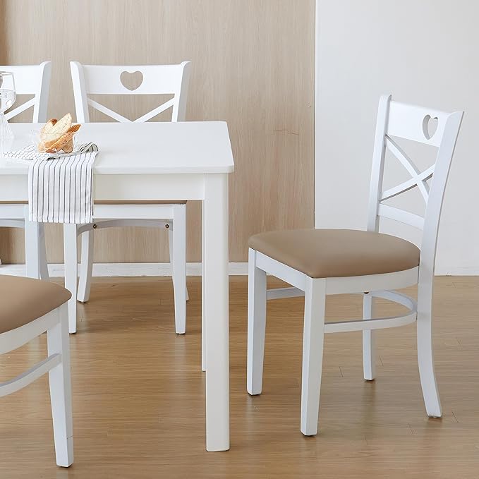 Livinia Cabin 45.3" Wooden Dining Table/Small Rectangular Modern Farmhouse Solid Wood Kitchen Table Desk (White)