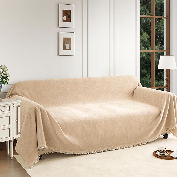 Couch Cover for 3-4 Cushion Couch Sofa Pet Friendly, Chenille Sectional L Shaped Sofa Cover Washable for Dogs Cats Kids, Furniture Protector Slipcover Decor for Living Room, 71"x150"