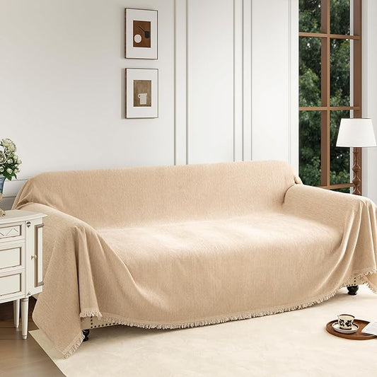 Couch Cover for 3-4 Cushion Couch Sofa Pet Friendly, Chenille Sectional L Shaped Sofa Cover Washable for Dogs Cats Kids, Furniture Protector Slipcover Decor for Living Room, 91"x150"