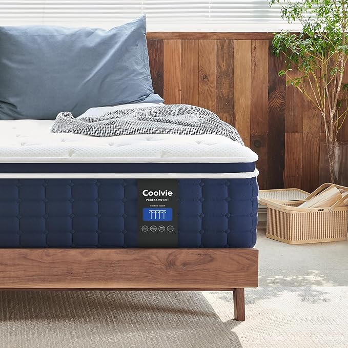 Coolvie Full Size Mattress, 12 Inch Medium Feel Full Mattress in a Box, Hybrid Construction Individual Pocket Springs with Memory Foam, Cooler Sleep with Pressure Relief and Support