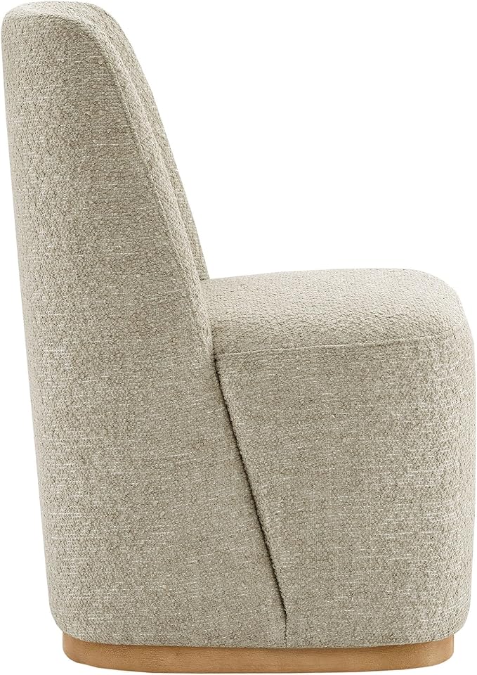 CHITA Upholstered Rolling Dining Chair on Casters Set of 4, FSC Certified Modern Fabric Dining Chair with Casters, Boucle Dining Chairs for Reading Room Waiting Room Kitchen Dining Room, Oatmeal