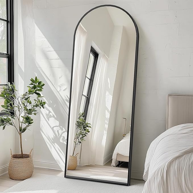 Alpen Arched Full Length Mirror, Floor Mirror with Stand, 71"x26" Mirrors for Home Decor, Full Length Body Floor Mirrors, Wall Mounted Mirror for Bedroom, Black