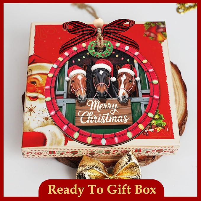 Horse Christmas Ornaments 2025 - Horse Gifts for Girl - Farmhouse Christmas Decorations - Gifts for Horse Lovers Women - Animal Ornaments - Farmhouse Decor - Animal Lovers Gift