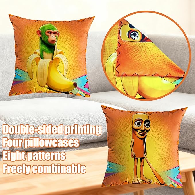 Italian Brainrot Pillow Covers 18"x18" Holiday Decor Throw Cushion Case Set of 4 Itlian Brainrot Home Decorations for Home