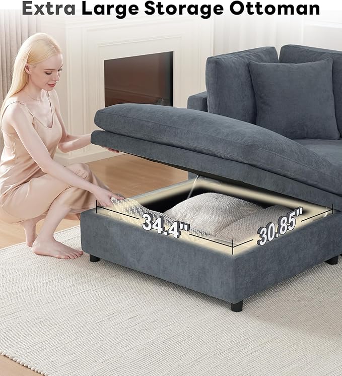 Tbfit Loveseat Modular Sectional Couch, Oversized 82" Comfy Cloud Sofa for Bedoom, Living Room, Washable Cover, Grey