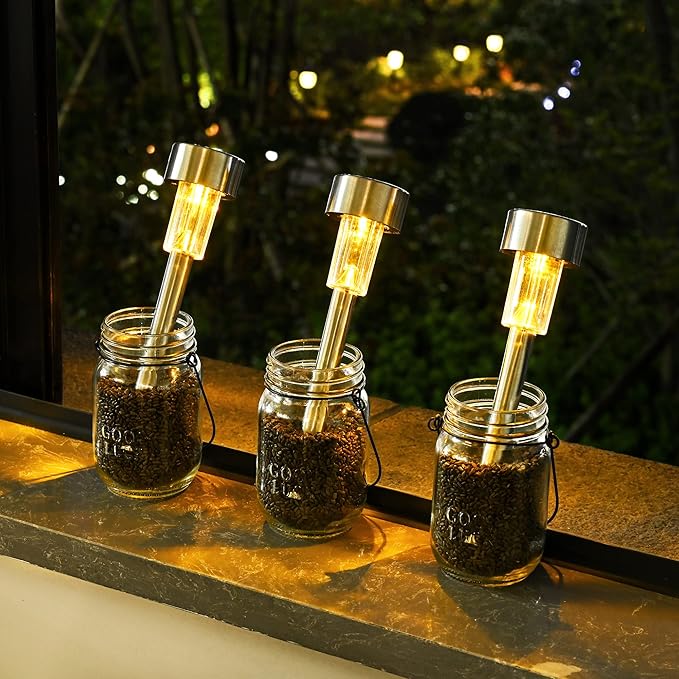 SOLPEX 12 Pack Solar Outdoor Lights Pathway, Stainless Steel Solar Lights Outdoor Waterproof,LED Landscape Lighting Solar Walkway Lights for Landscape/Patio/Lawn/Yard/Driveway-Warm White