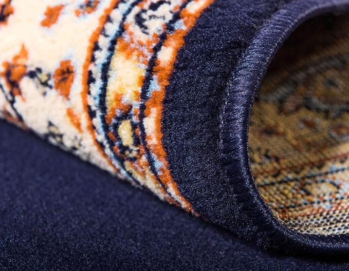 Unique Loom Reza Collection Traditional Persian Style Area Rug, Runner 3' 0" x 16' 5", Navy Blue/Ivory