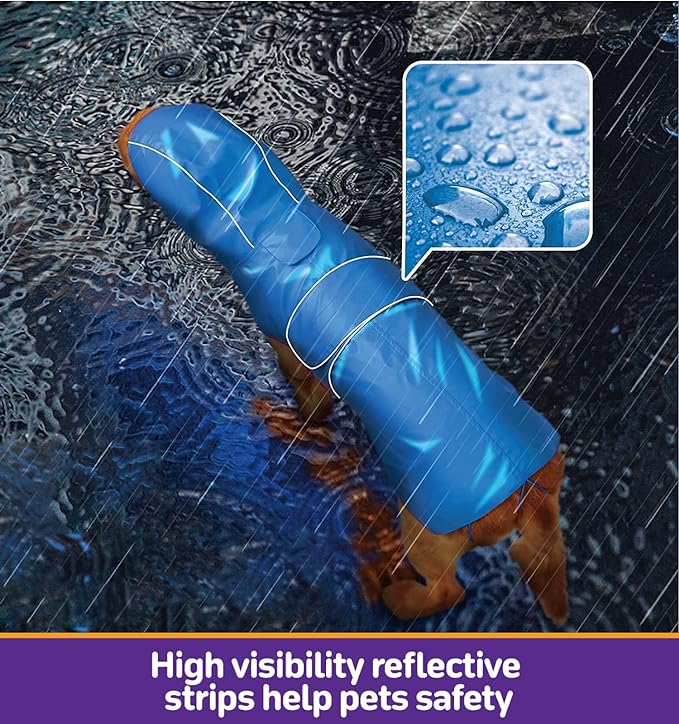 Dog Raincoat Reversible, Single Side Slicker Poncho Adjustable Waterproof Dog Rain Jacket with Leash Hole/Reflective Stripe Hooded Snowproof Windproof Clothes for Small to 3X-Large Dogs, 3XL