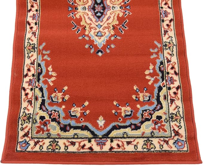Unique Loom Reza Collection Traditional Persian Style Area Rug, 2 ft 2 in x 8 ft 2 in, Terracotta/Ivory