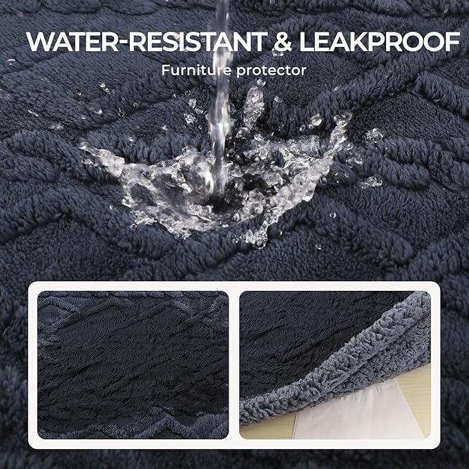 Waterproof Pet Blanket, Liquid Pee Proof Dog Blankets for Sofa Bed Couch, Reversible Sherpa Fleece Furniture Protector Cover for Small Medium Large Dogs Cats,Dark Grey Medium（57" x 40"）