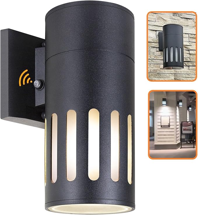 Dusk to Dawn Sensor Outdoor Wall Sconce, Exterior Lighting -ETL Listed, Aluminum Anti-Rust Waterproof Wall Mount Cylinder Light, 1-Direction Up or Down Light Fixture for Porch,Patio or Doorway