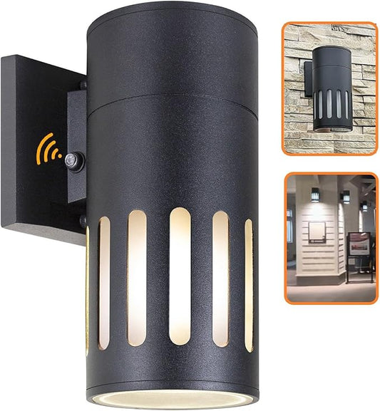 Dusk to Dawn Sensor Outdoor Wall Sconce, Exterior Lighting -ETL Listed, Aluminum Anti-Rust Waterproof Wall Mount Cylinder Light, 1-Direction Up or Down Light Fixture for Porch,Patio or Doorway