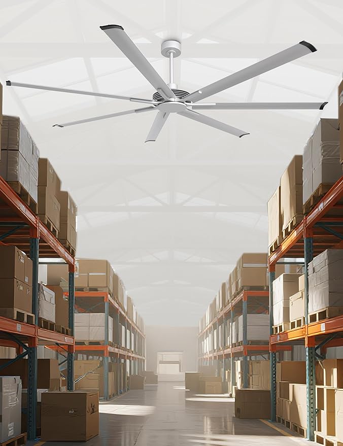Industrial Ceiling Fans with Remote Control, 100 Inch Big Ceiling Fans without Lights for Living Room Shop Garage Bedroom Indoor Outdoor, 6-Speed Reversible DC Motor, Dimmable, 3CCT, Timer