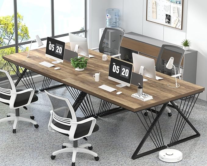 FOLUBAN Modern Home Office Desk, Wood and Metal Computer Desk, Industrial Study Writing Work Table for Bedroom Living Room, Oak, 60 Inch