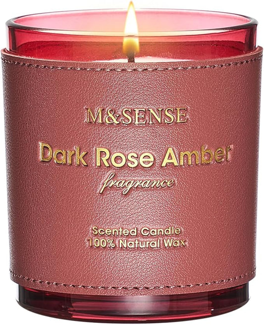M&SENSE Rose Amber Scented Candles-Vegan Soy Wax, No Toxin 10oz 42-Hour Long Burning Time, Fall Relaxing Winter Aromatherapy Candle for Bathtub, Rooms, Date Night, Thanksgiving Christmas Fancy Gift